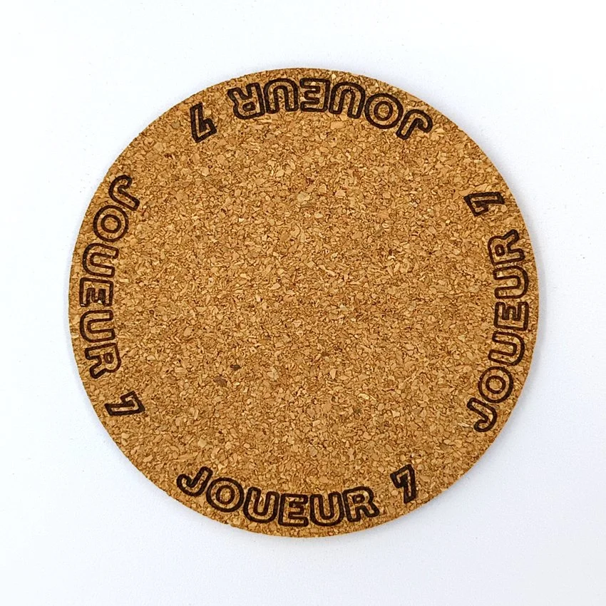 JOUEUR 7 Sous-verre flipper pinball slogan TX Joueur, sous-bock décoratif avec inscriptions Joueur 1 à Joueur 8, inspiré des pinball machines, décoration flipper rétro, idée cadeau originale