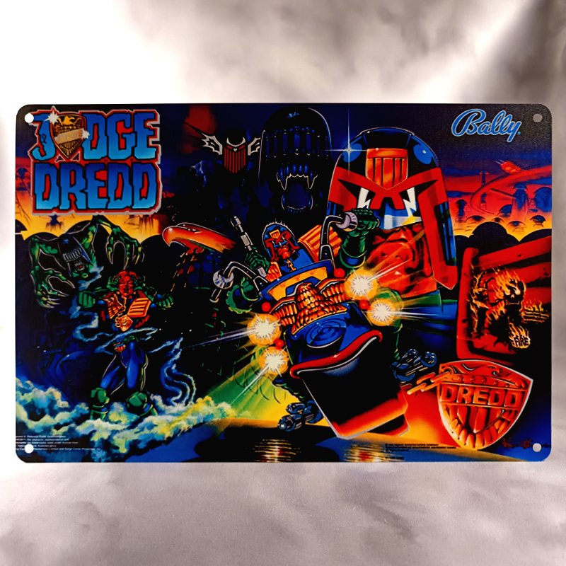 Plaque Métal Vintage Flipper JUDGE DREDD Backglass Bally