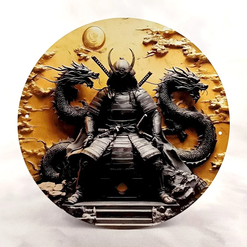 Plaque Métal Vintage Arcade et Gaming SAMOURAÏ JAPONAIS Dragons