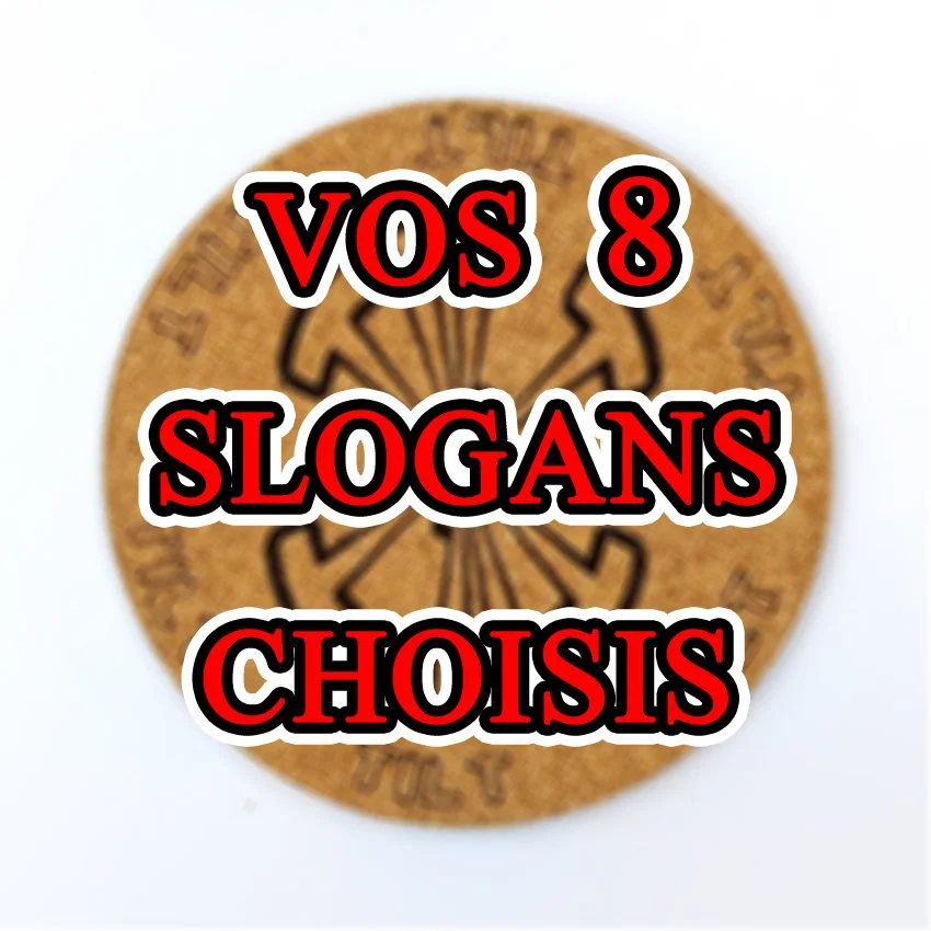 Set de 8 sous-verres décoratifs en liège ronds – Ø 90 mm – Motif Flipper SLOGAN ROND 'AU CHOIX'