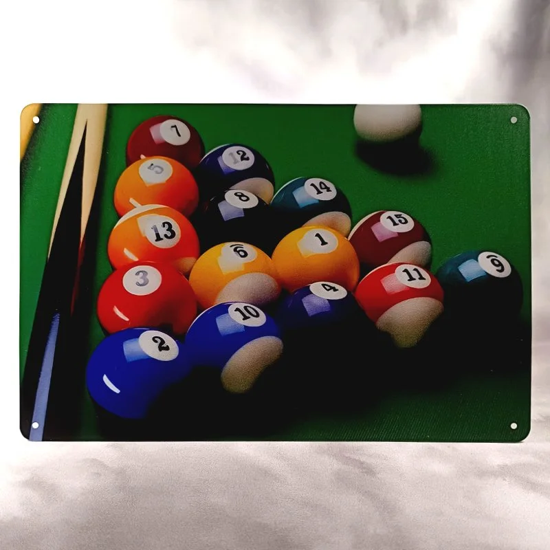 Plaque Métal Vintage Billard TAPIS VERT JEU DE BILLES AMERICAIN