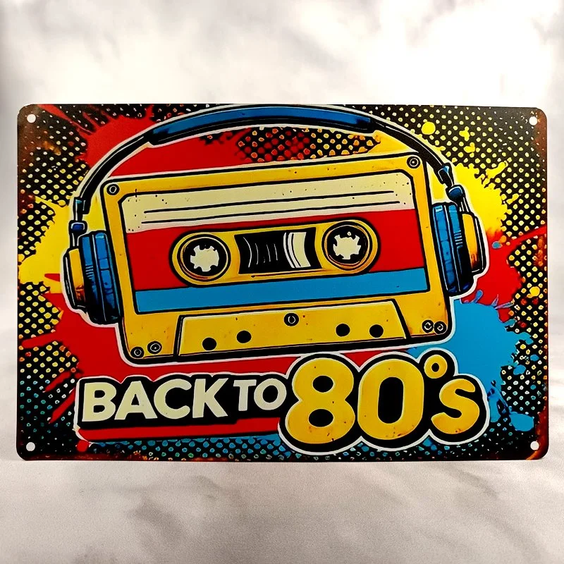 Plaque Métal Vintage Retro 80s BACK TO THE 80s