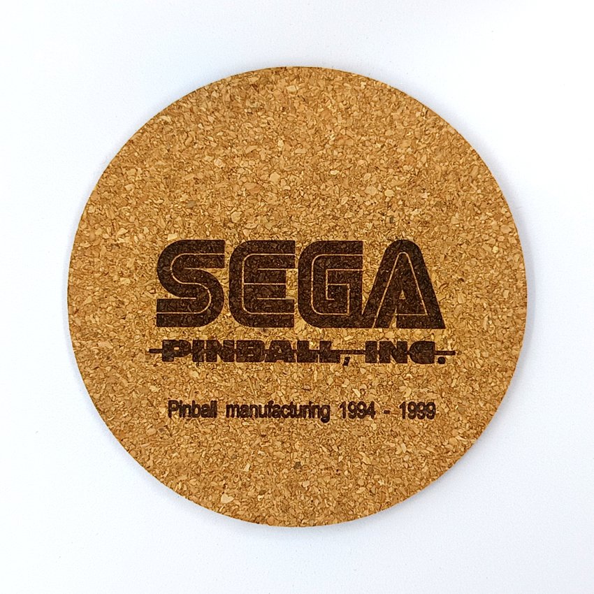 SEGA Sous-verre en liège Pinball Manufacturing, sous-bock décoratif décoration pinball rétro vintage inspirée des pinball machines, idée cadeau originale pour passionné de flipper et d’arcade