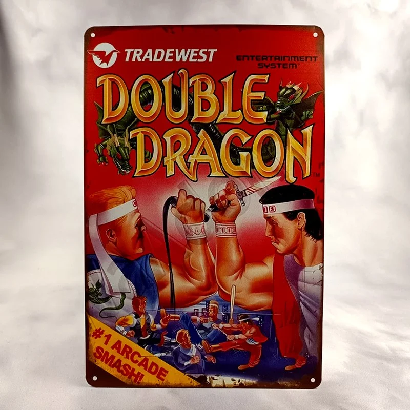 Plaque Métal Vintage Arcade DOUBLE DRAGON