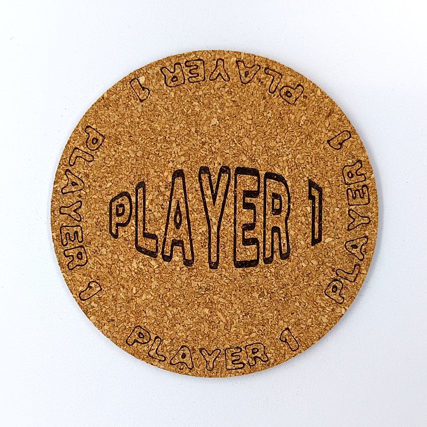 PLAYEUR 1 Sous-verre pinball slogan ovale Player, sous-bock décoratif inspiré des pinball machines avec inscriptions Player 1 à Player 8, décoration rétro vintage, cadeau originale de flipper arcade