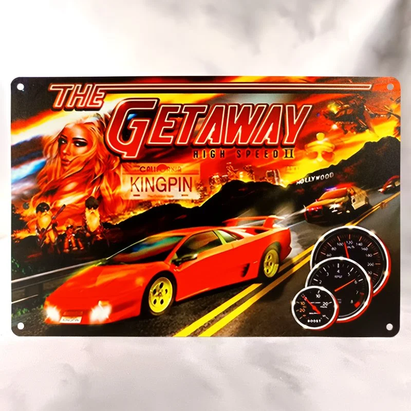 Plaque Métal Vintage Flipper THE GETAWAY - High Speed II 2 (Backglass VP)