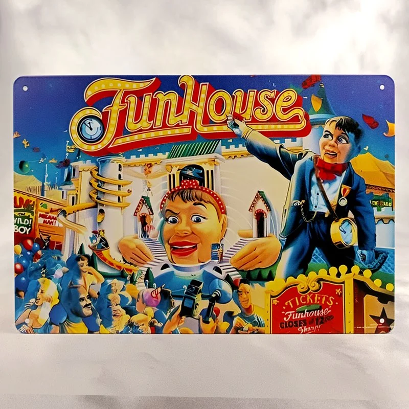 Plaque Métal Vintage Flipper FUNHOUSE Backglass Williams