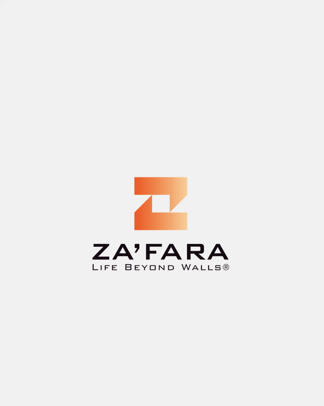 Za'fara logo with a stylized orange number 2 and the tagline 'Life Beyond Walls'.