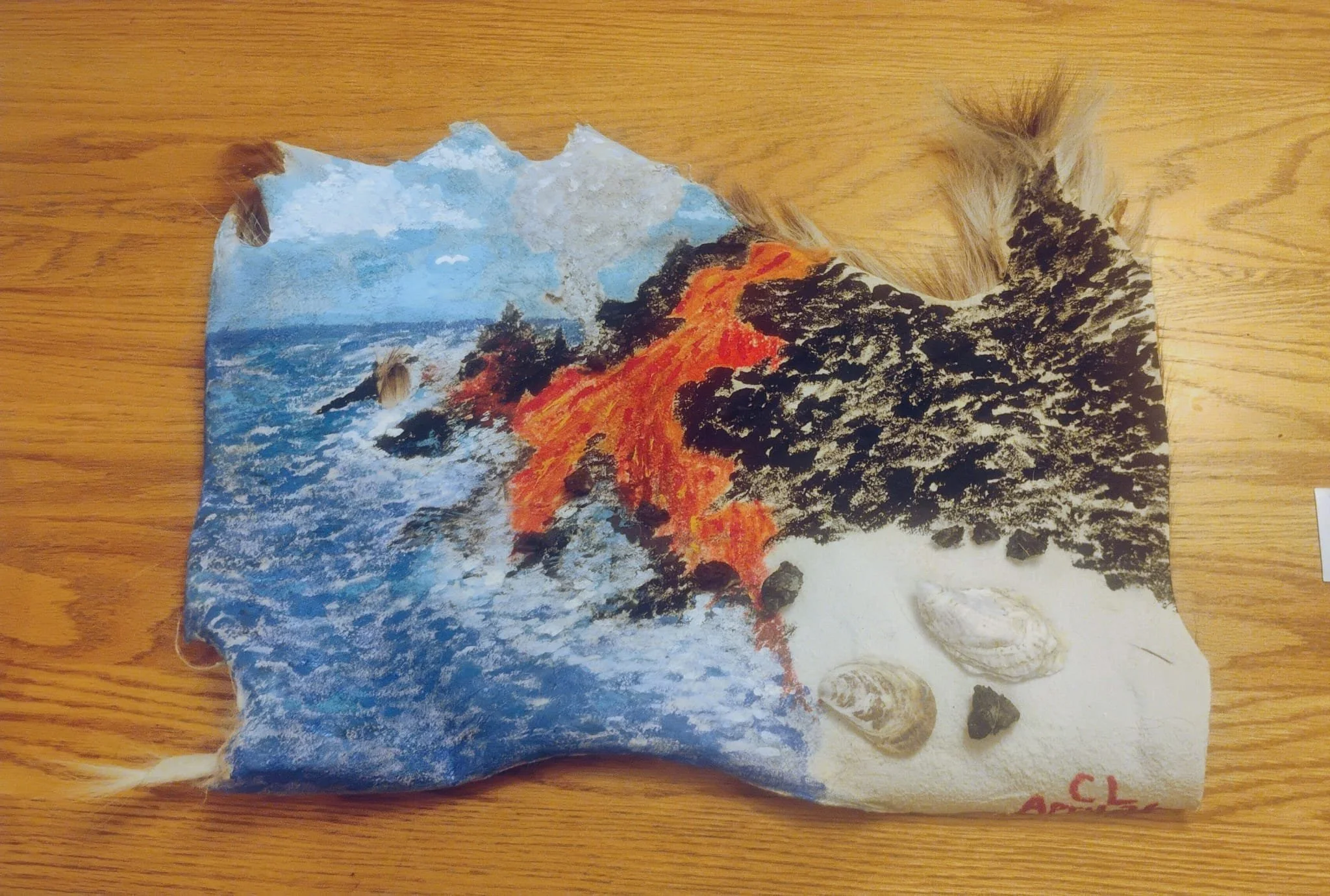 (Acrylic on salted deer hide) by Chim
