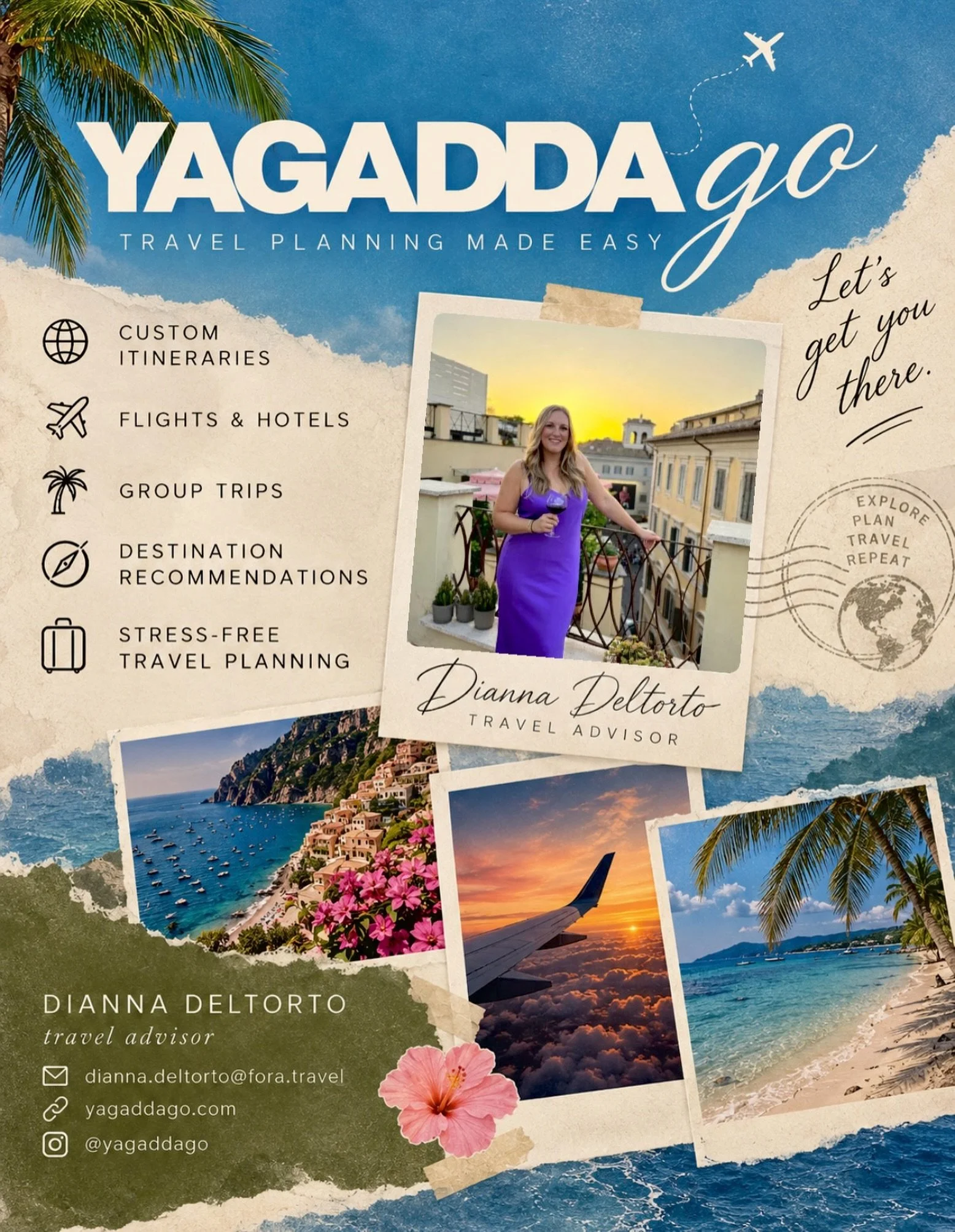 Thinking of taking a trip? ✈️

I always say, &ldquo;Ya gotta go!&rdquo; &mdash; now I&rsquo;ll help ya get there! 🌎✨ to get started go to www.yagaddago.com or email me at dianna.deltorto@fora.travel 

#yagaddago #yagottago #traveladvisor #vacations 