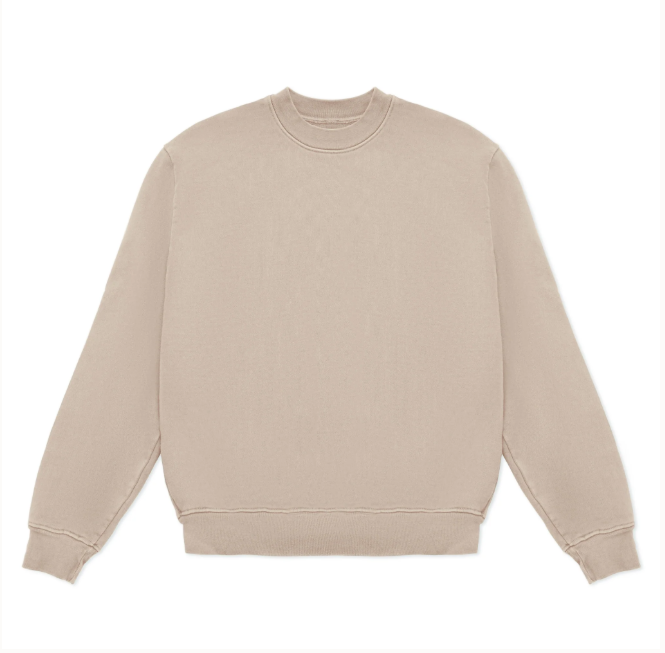 Beige crewneck sweatshirt against a plain background.