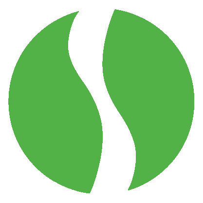 Green circular logo with a white curved line dividing it into two halves