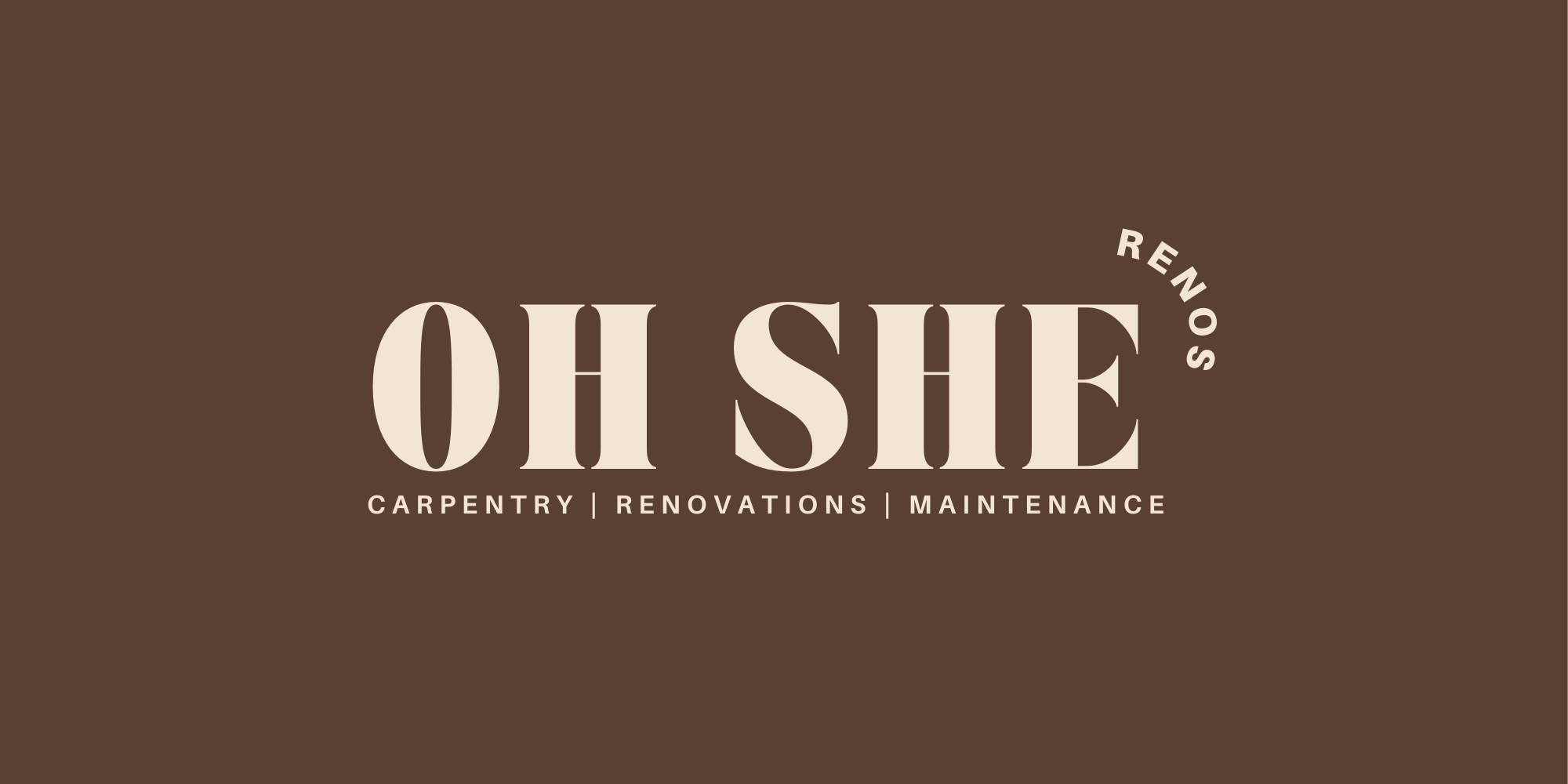 Logo for Oh She Renos, a Moreton Bay and North Brisbane carpentry business specialising in small renovations, maintenance and fit-out work