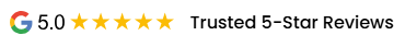 5-star review badge with text "Trusted 5-Star Reviews" and five gold stars.