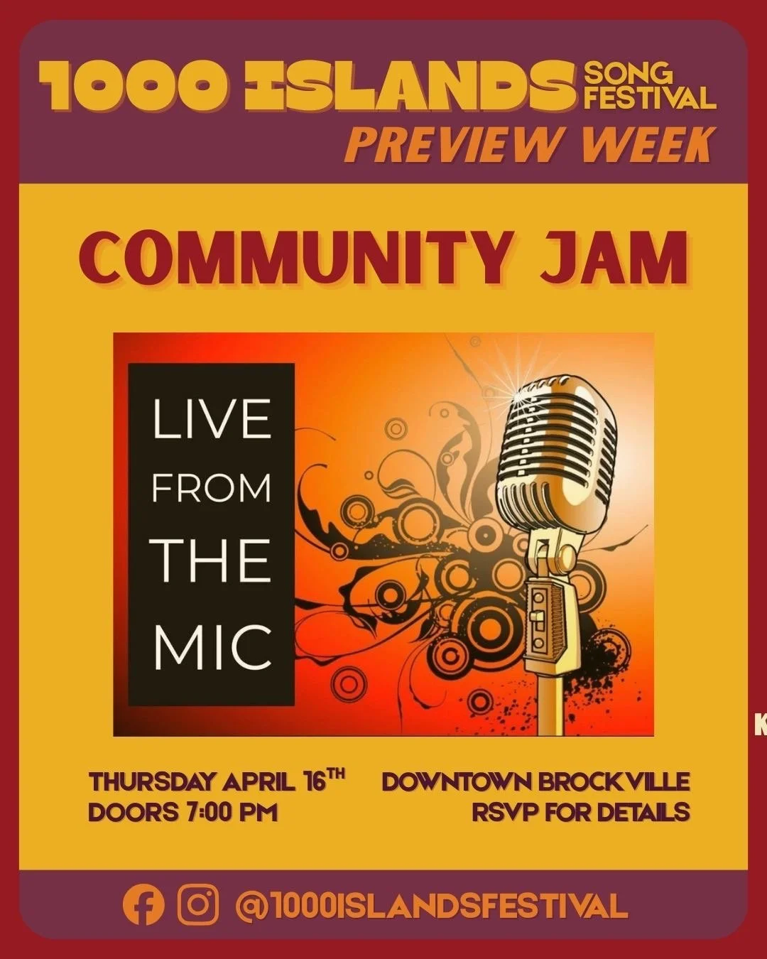 1000 Islands Song Festival PREVIEW WEEK: Community Jam