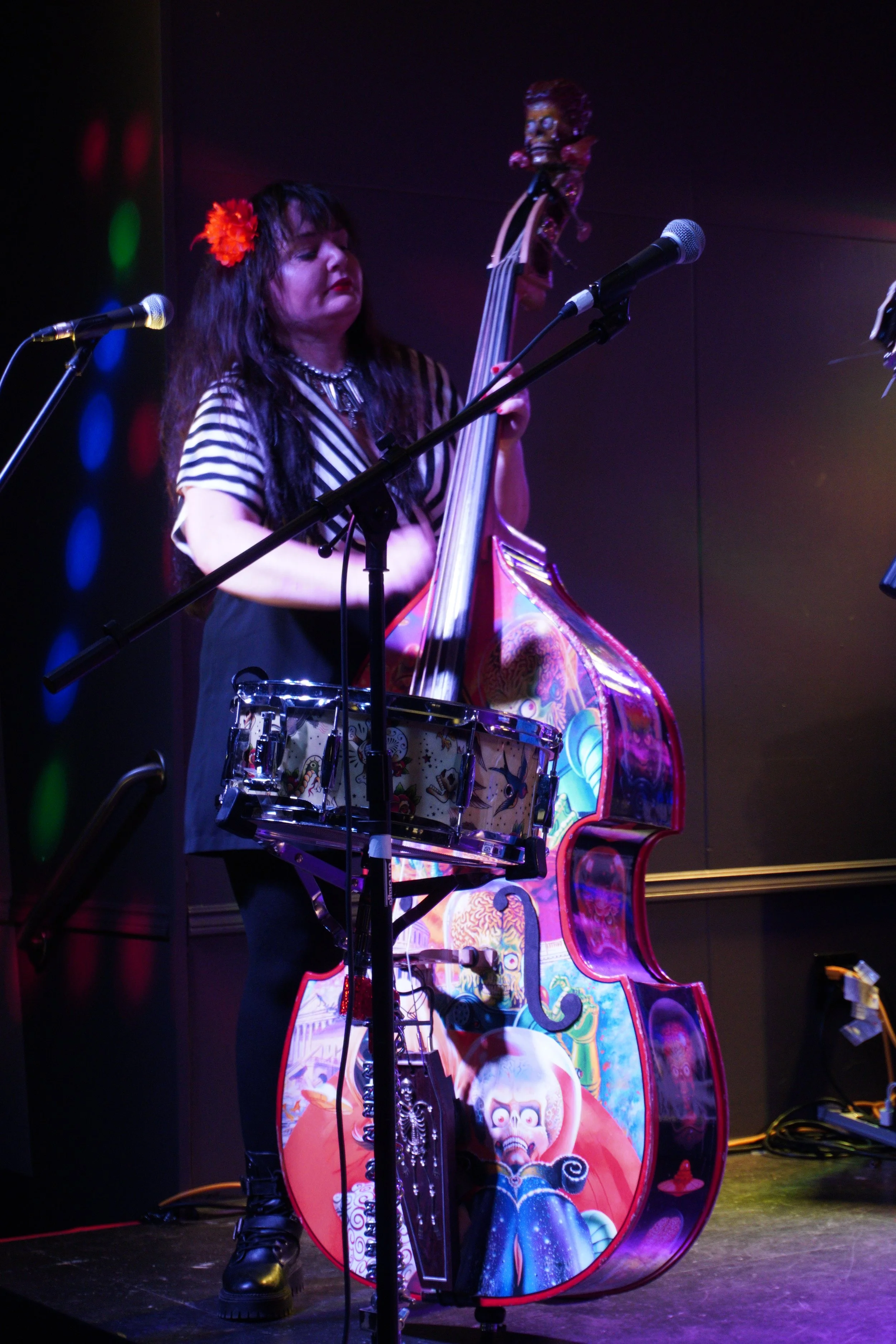 The shakedown combo rockabilly psychobilly music live at red hot and blue rockabilly weekend in dowtown at Arts Hub Brockville Ontario 2024 