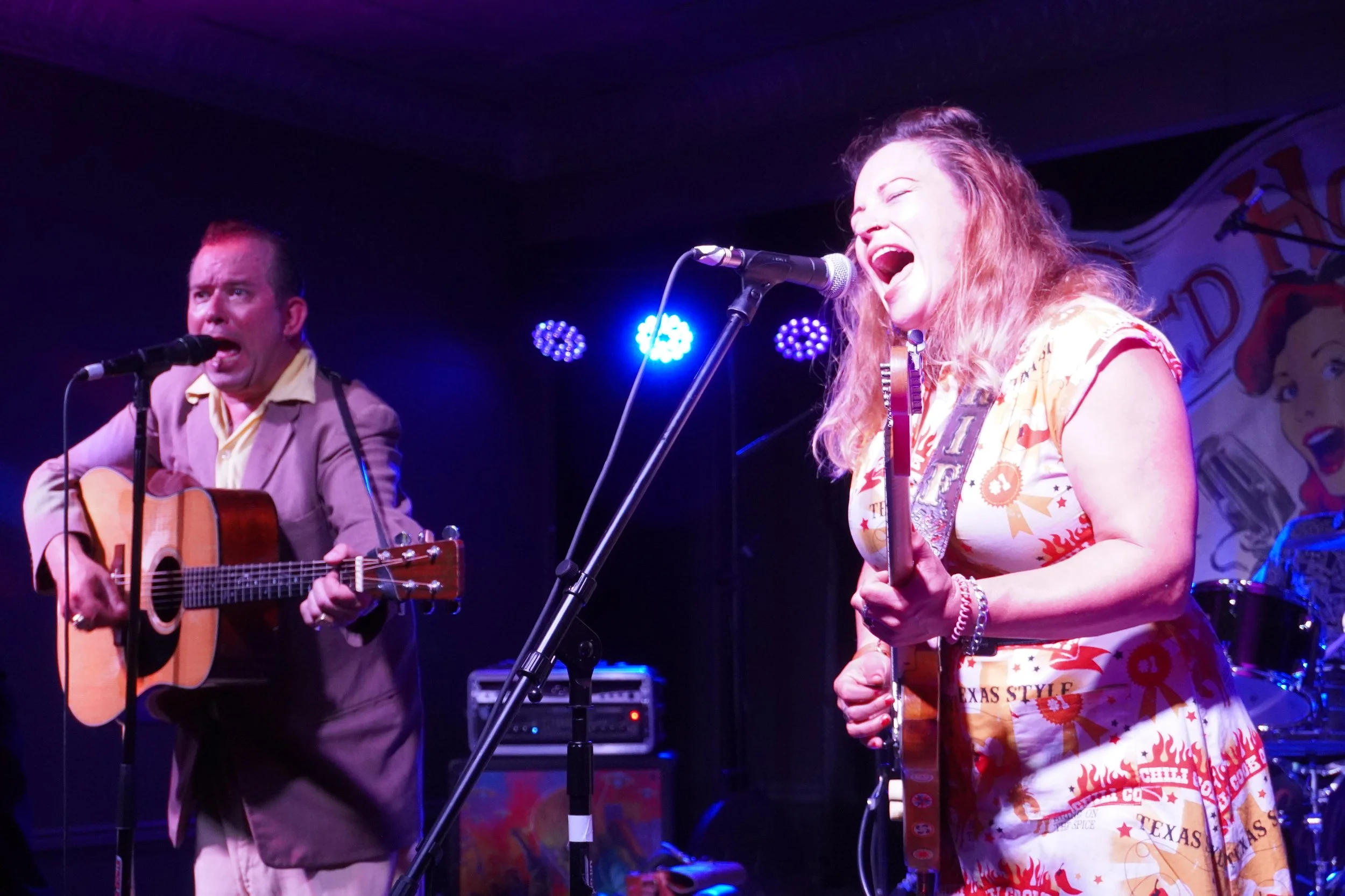 Jittery Jack with Miss Amy Griffin on guitar at arts hub Brockville for red hot and blue rockabilly weekend 2024