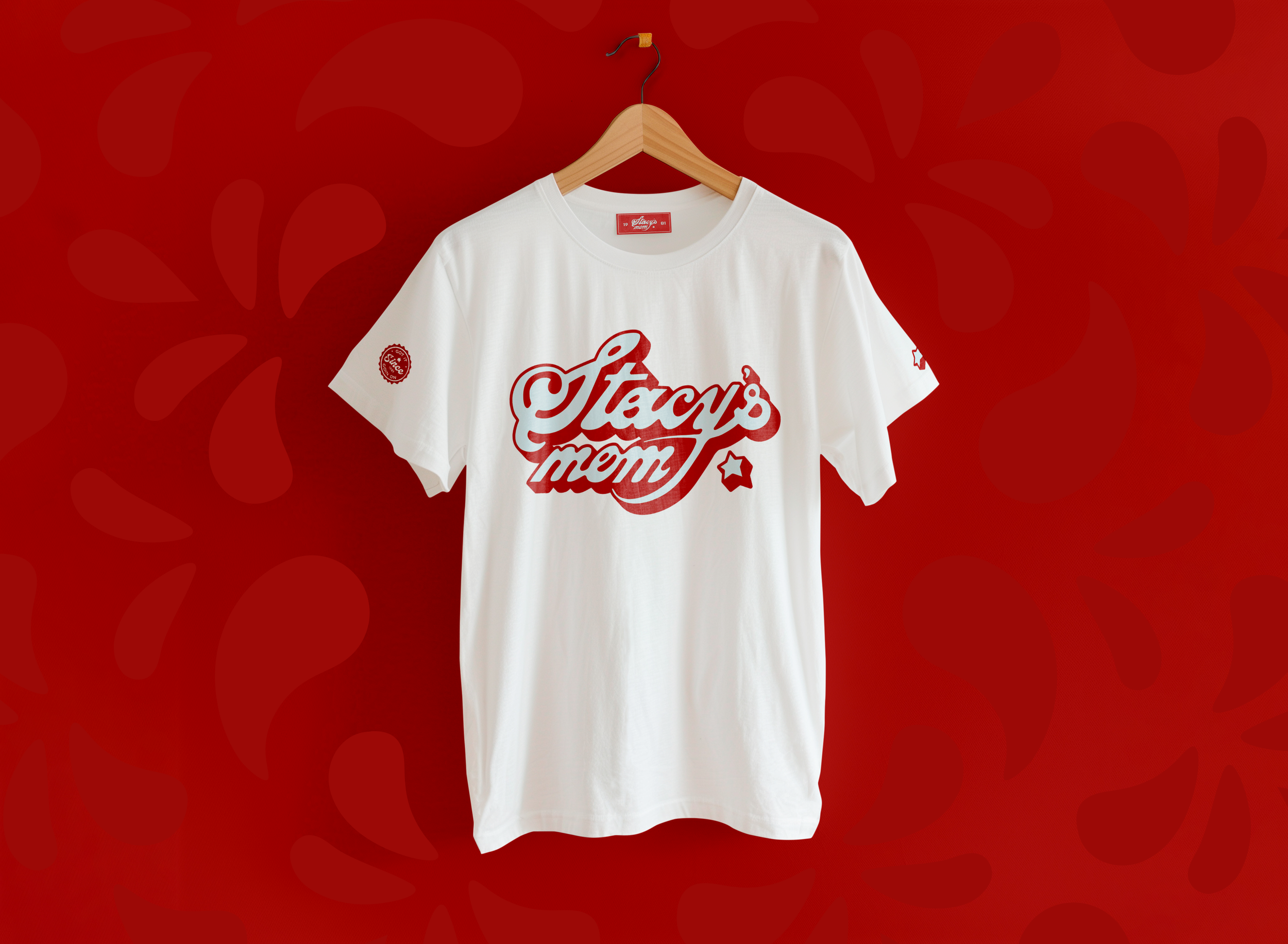 T-shirt that says "Stacy's Mom"