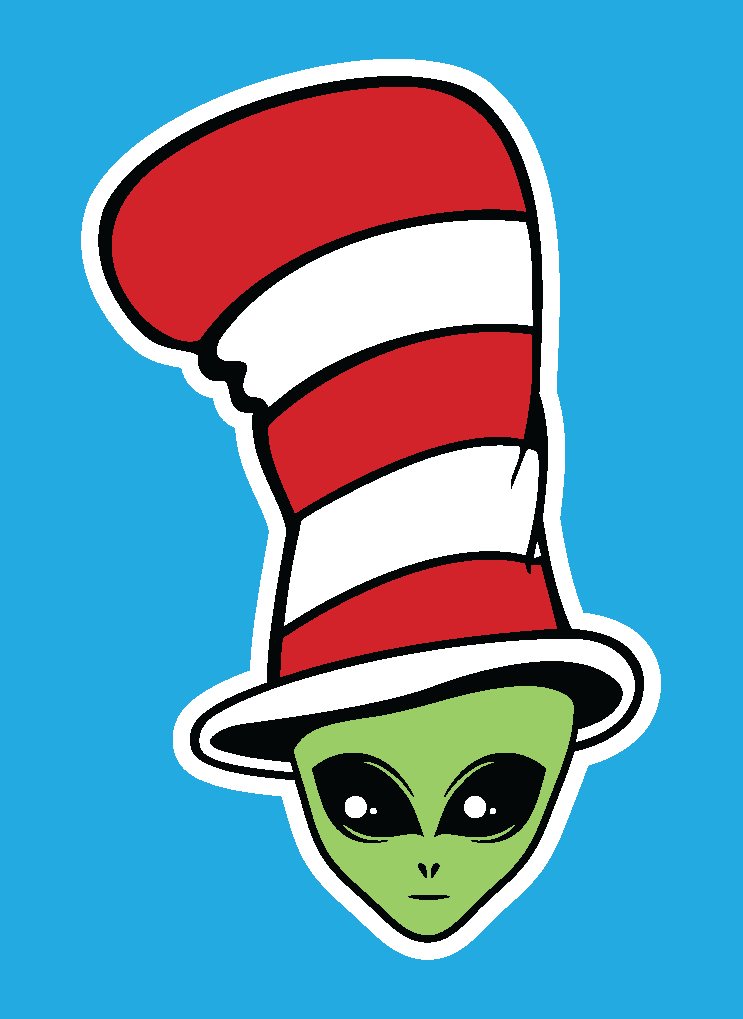 Alien in a Hat Sticker