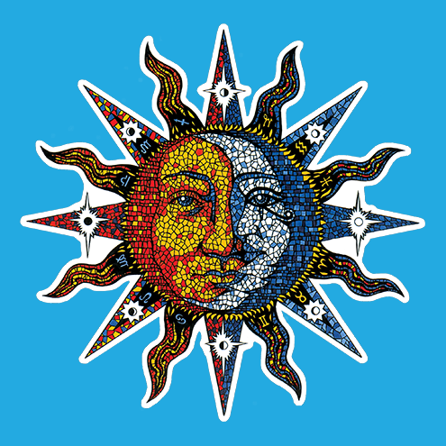 Celestial Mosaic Sun & Moon Sticker