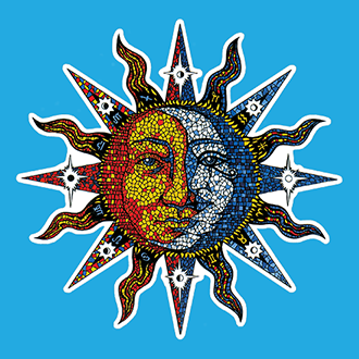 Celestial Mosaic Sun & Moon Sticker