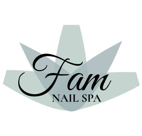 Logo for C Fam Nail Spa with a stylized starburst background and elegant text