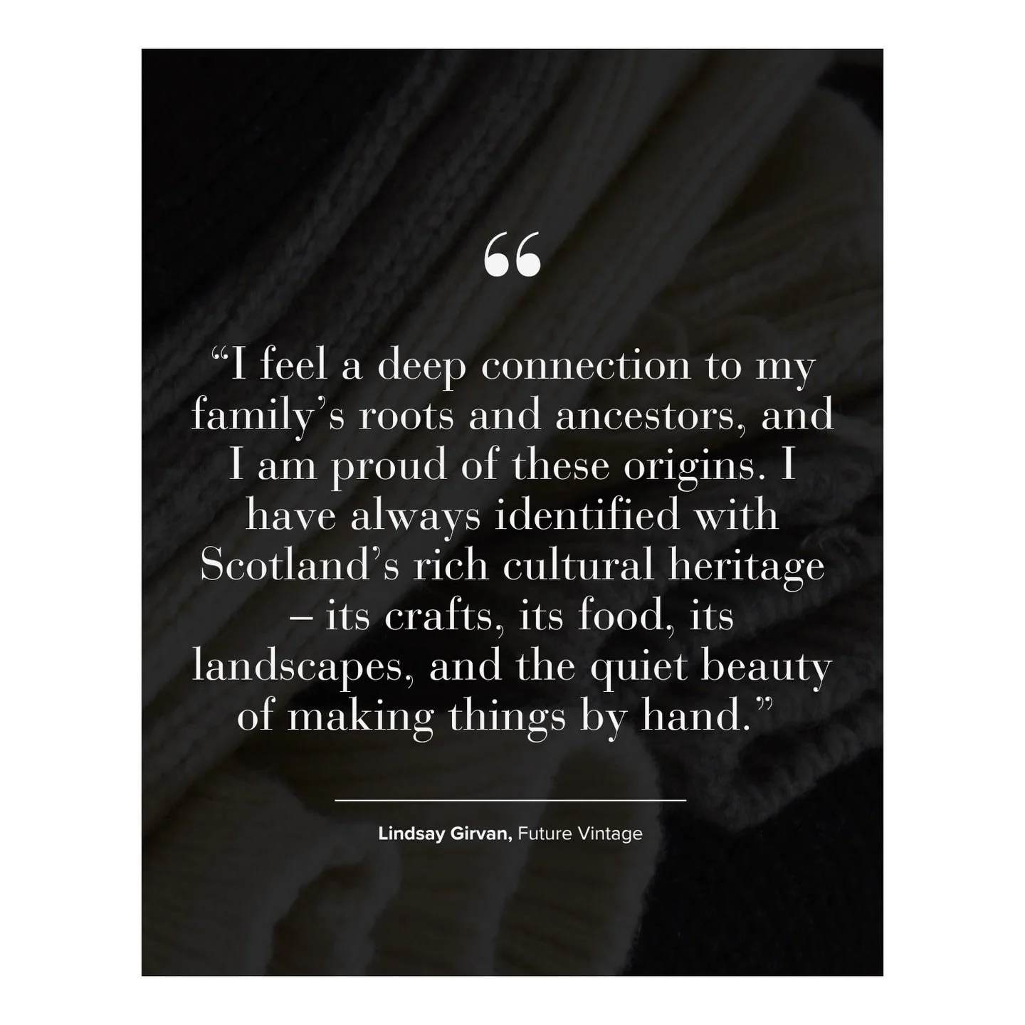 Here&rsquo;s another excerpt from my recent AOW interview with inspiring entrepreneur Lindsay of @lindsaygirvan_futurevintage &mdash; a Scottish knitwear brand that works in harmony with nature and local textile traditions. 

In this interview, Linds