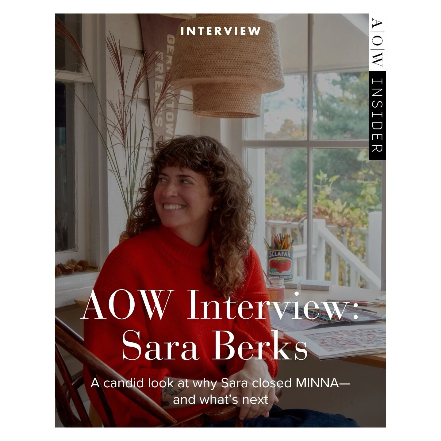This week over on AOW Insider, I&rsquo;m honored to share an interview with a longtime friend and colleague, Sara Berks @__portals ! 

Sara is the founder of MINNA, an innovative, forward-thinking artisanal brand based in New York that collaborates w