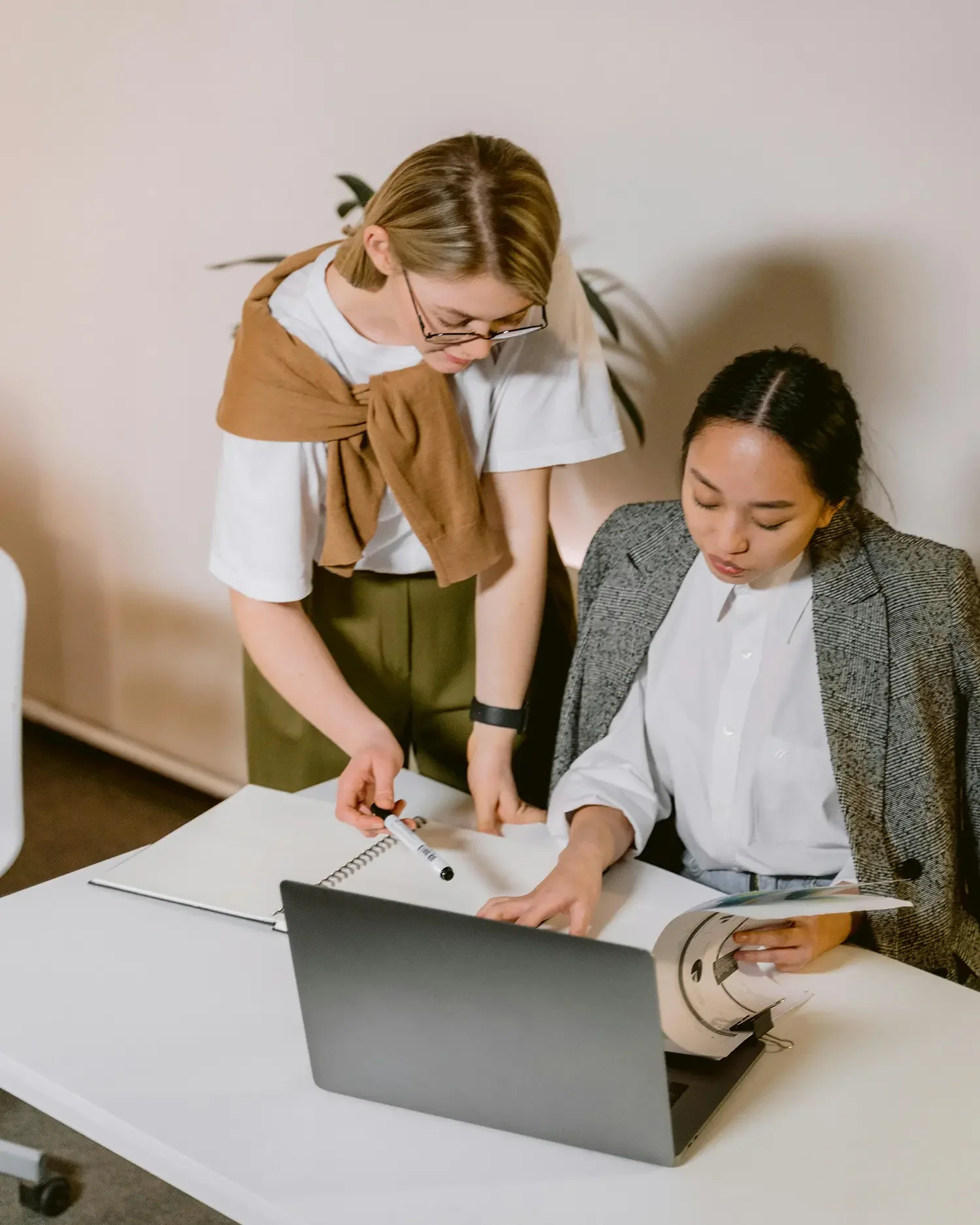 team members discussing a project
