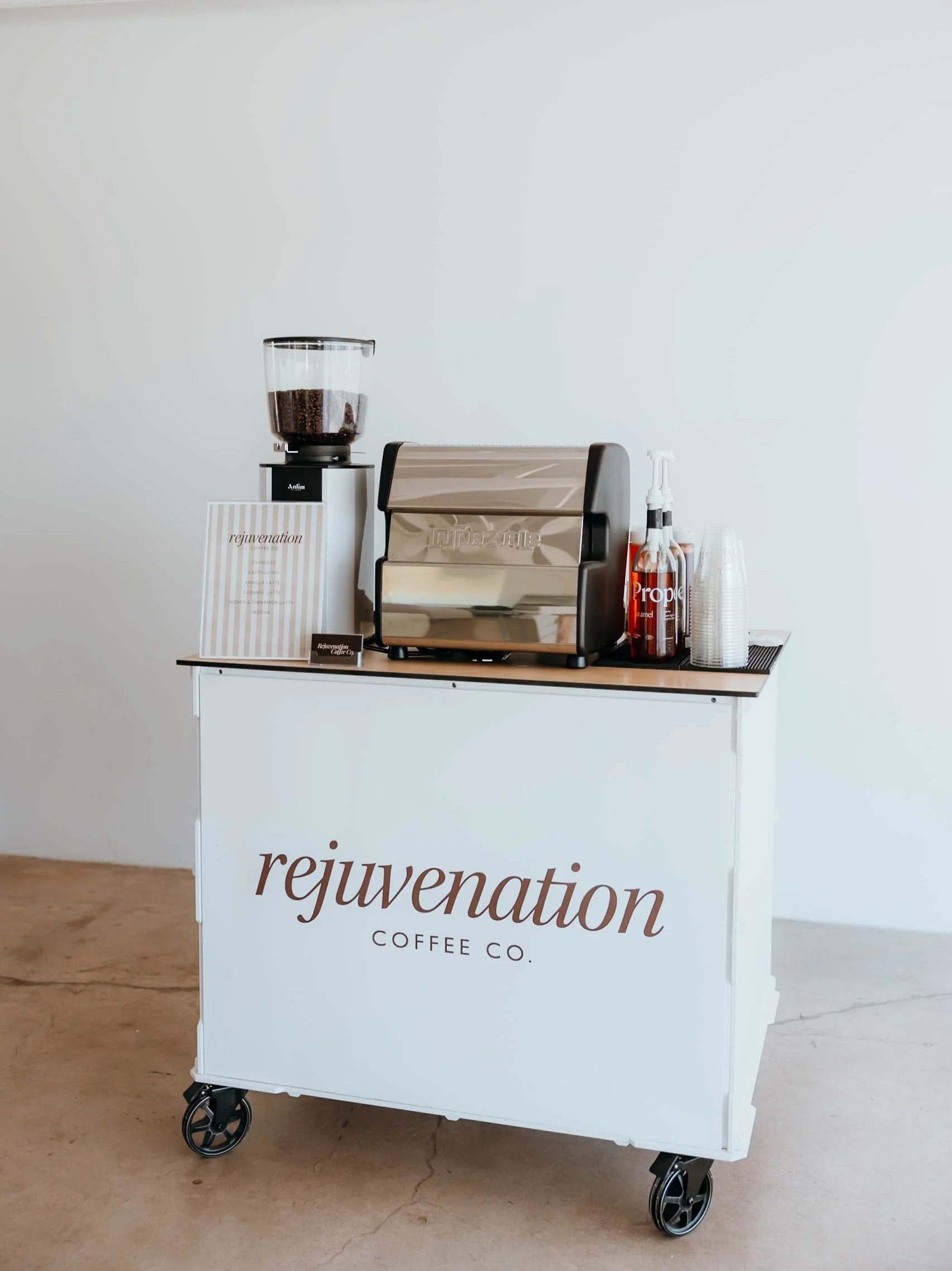 A coffee cart for catering ready to serve an event in Scottsdale, Arizona