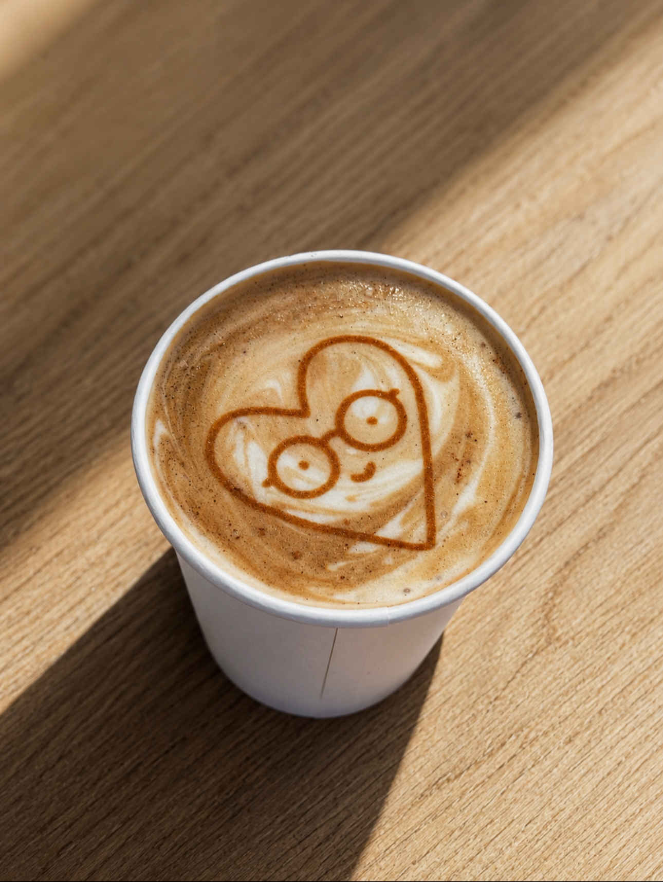 custom latte art printed onto a vanilla latte