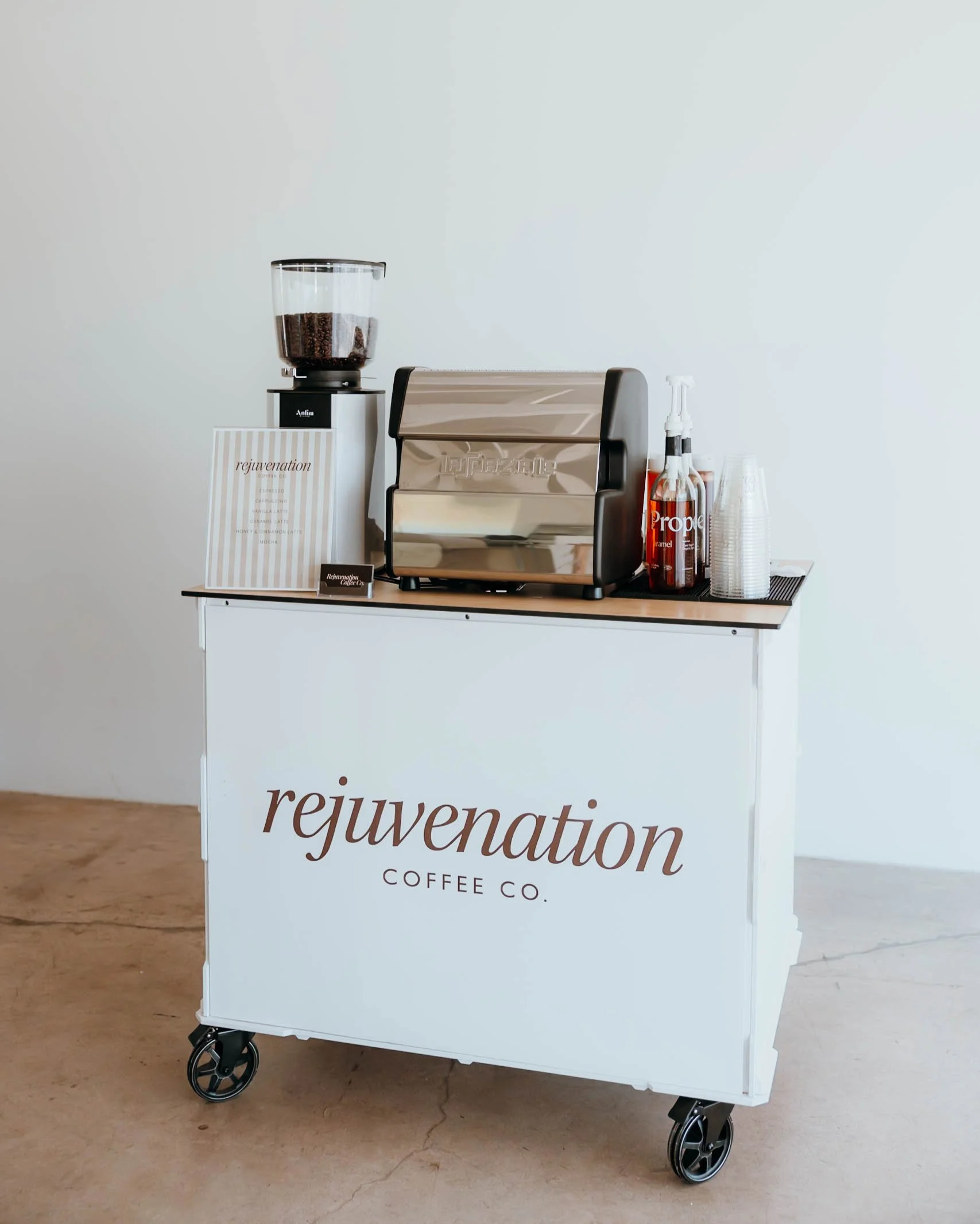Rejuvenation Coffee Co. mobile espresso cart providing specialty coffee catering for corporate events in Tempe.