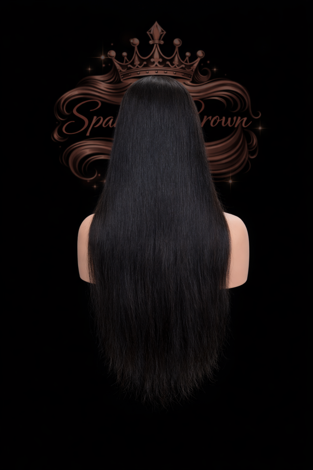 Glossy black hair with rose gold crown.png