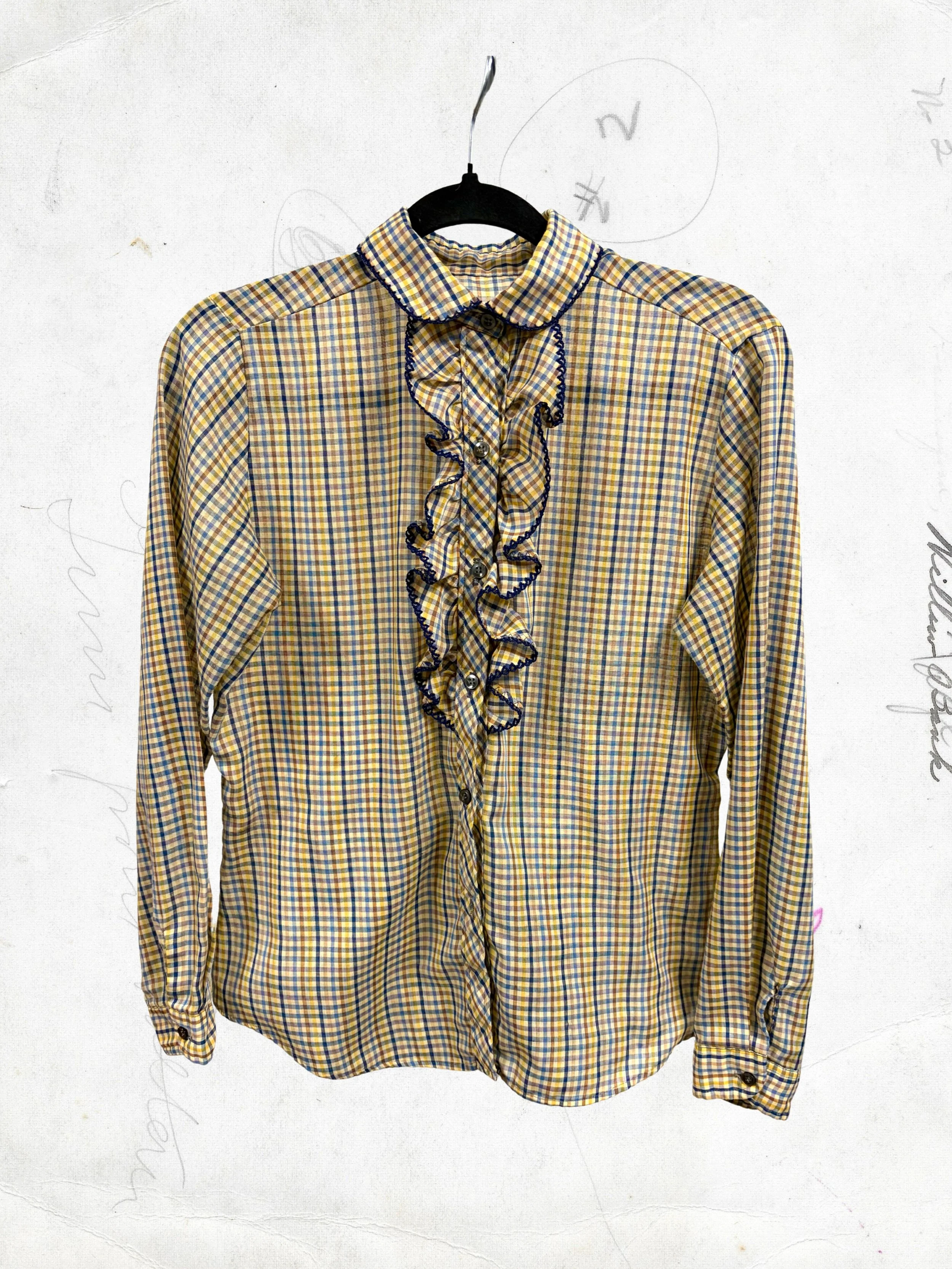 Vintage Tuxedo Ruffle Blouse