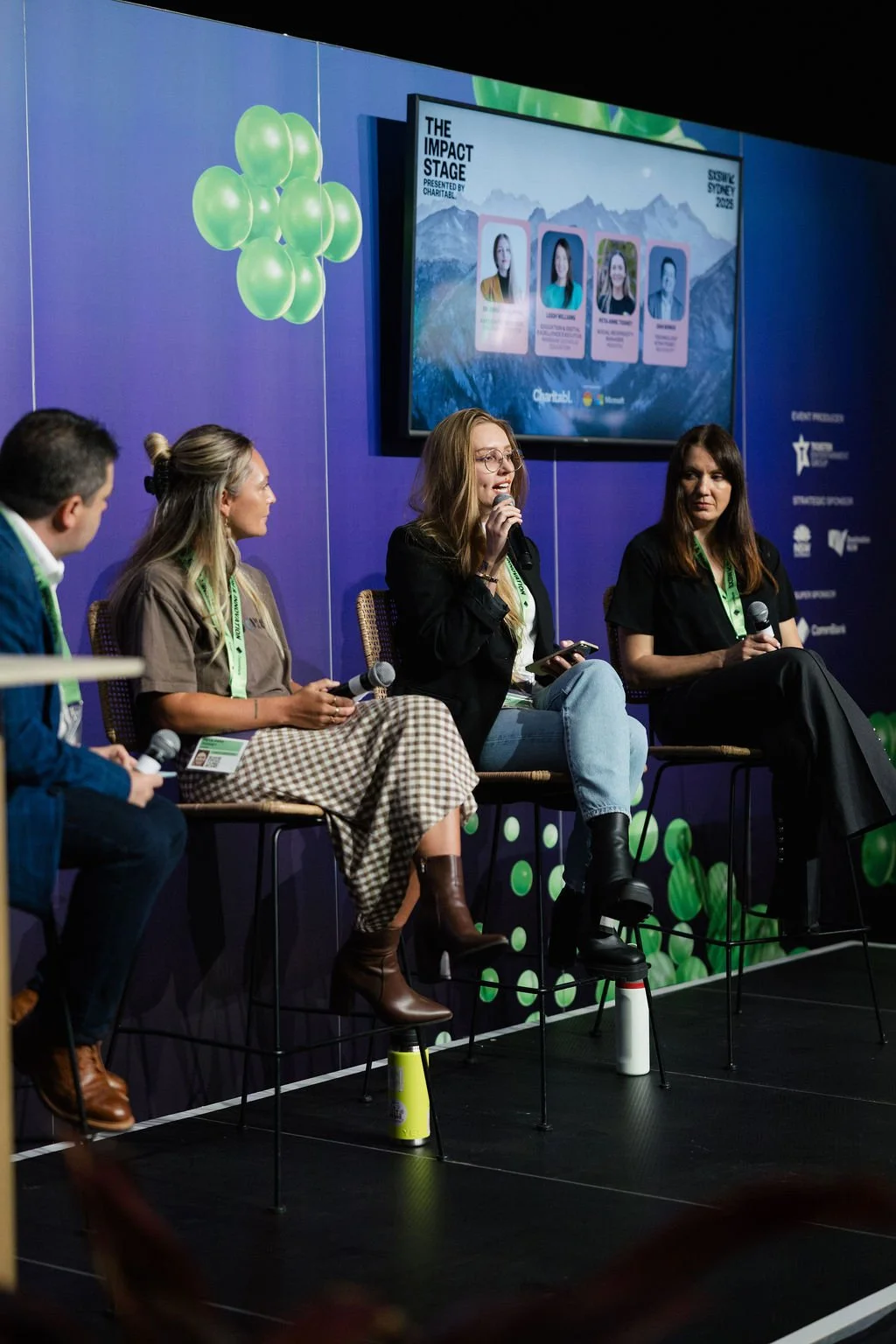 Anna Denejkina speaking with Dan Bowen at the 2025 Impact Stage presented by Charitabl.