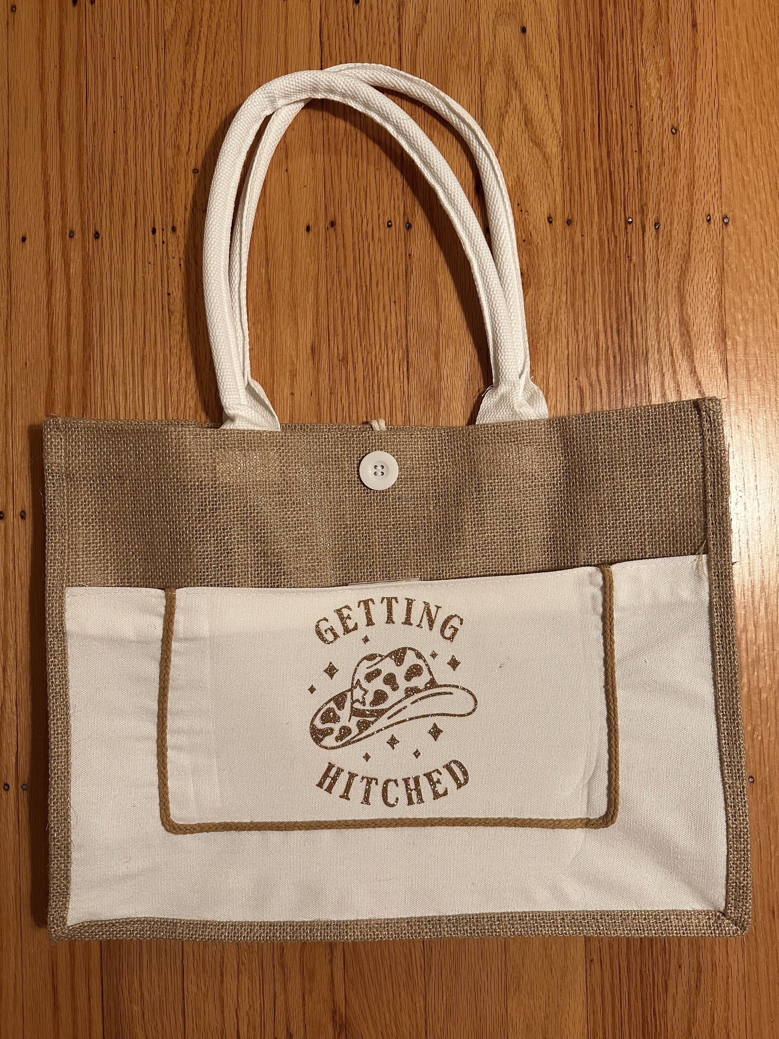 beach tote bag customized for bride bachelorette with cowgirl aesthetic