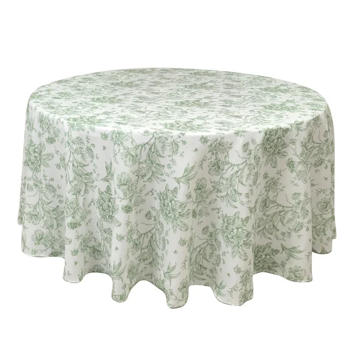 Green Floral Round Tablecloth 120”