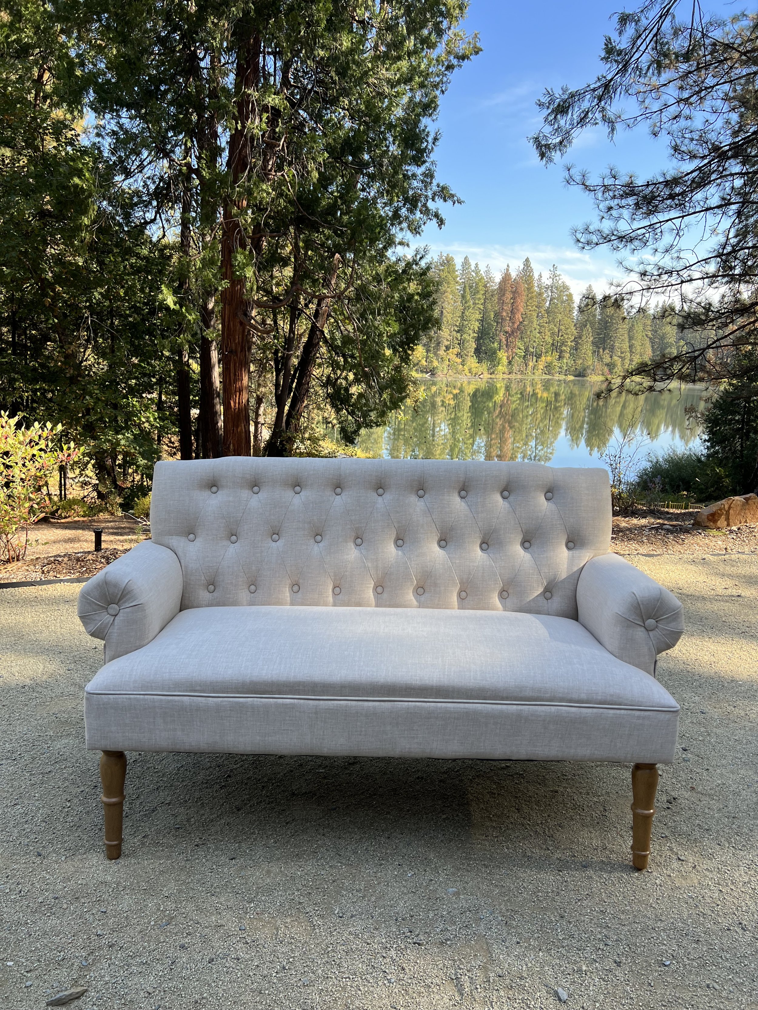Beige Linen Loveseat