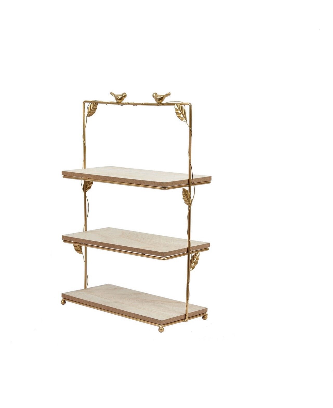 Wood with Gold Bird Stand