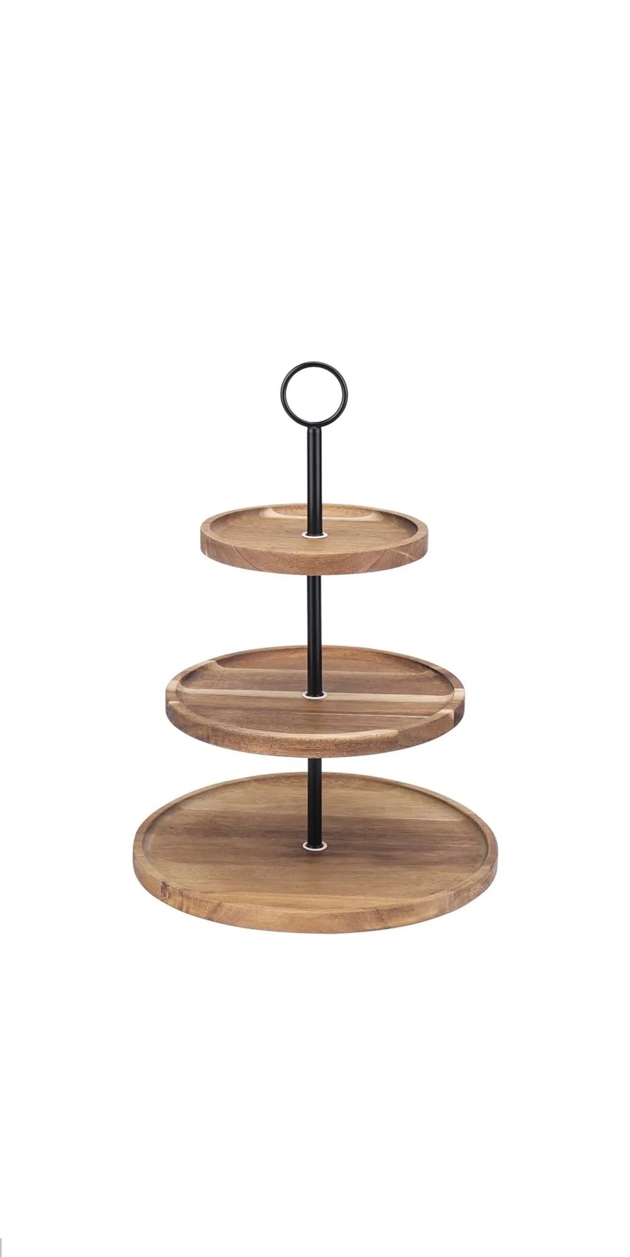 Round Wood 3 Tiered Stand