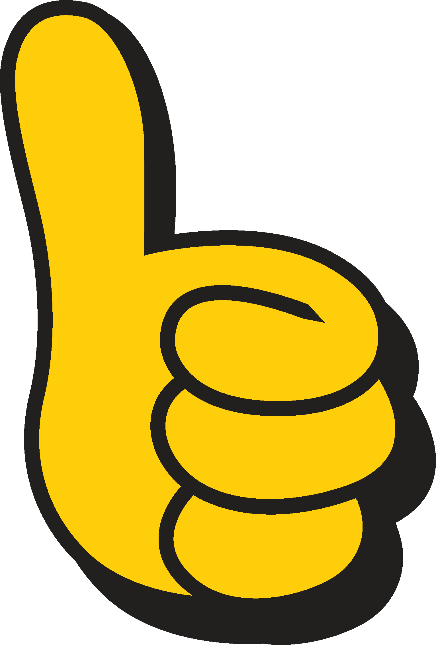 Cartoon yellow hand giving a thumbs-up gesture against a black background.