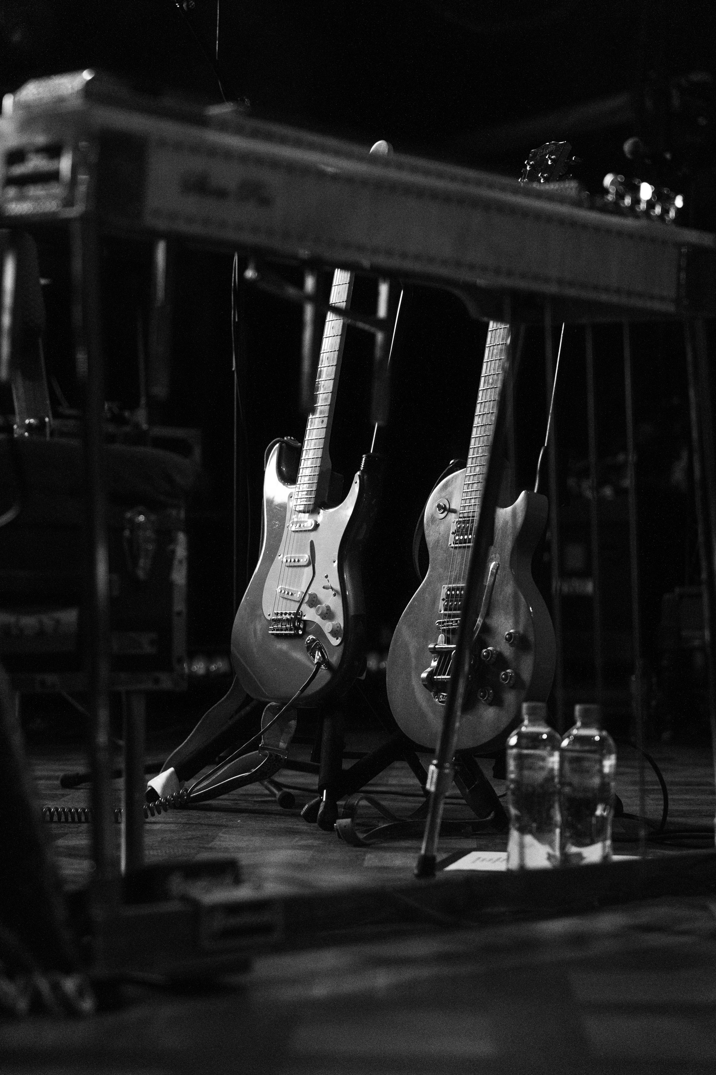 photo of two guitars at a Tyler Childers concert