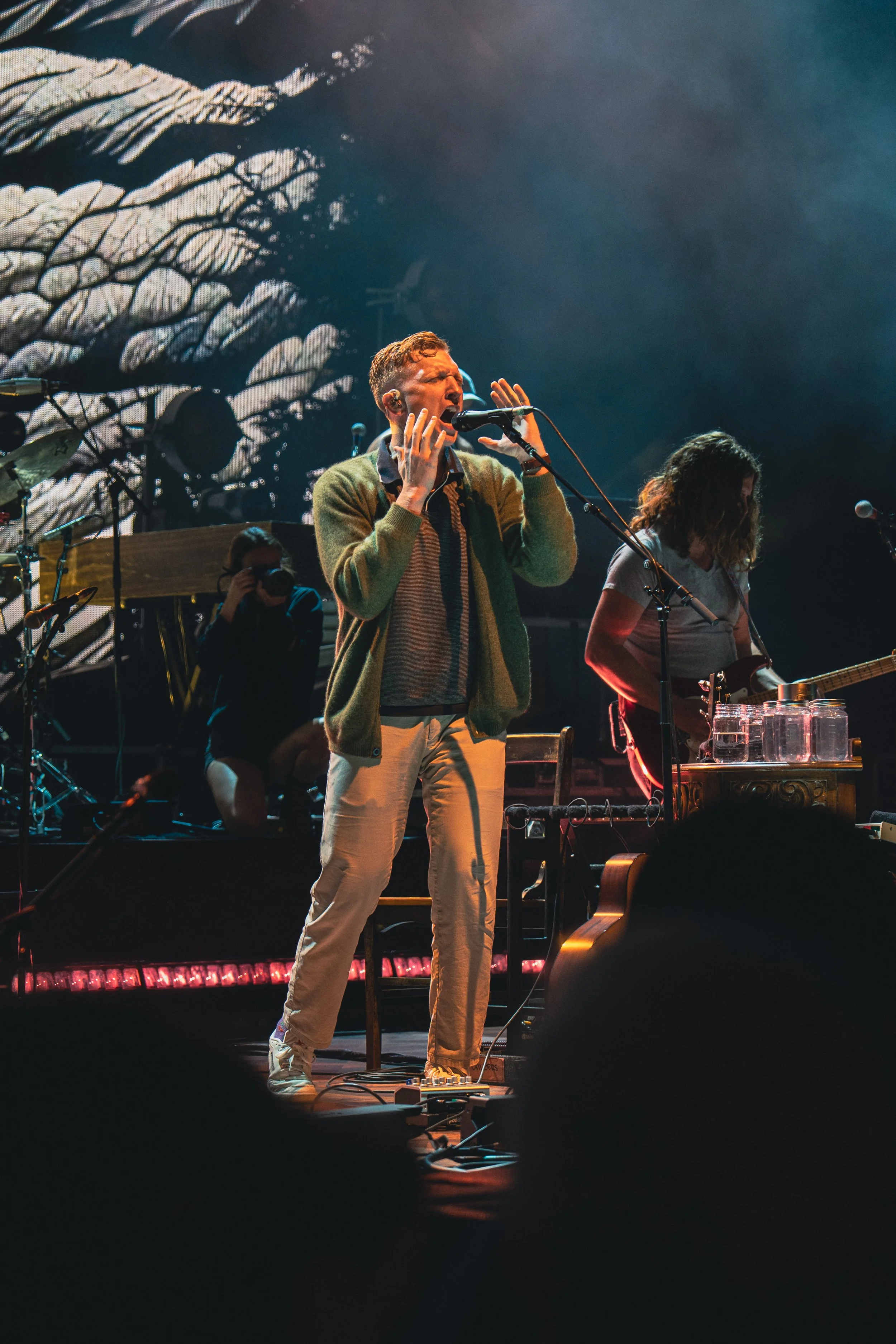 Tyler Childers singing at his show in Adelaide