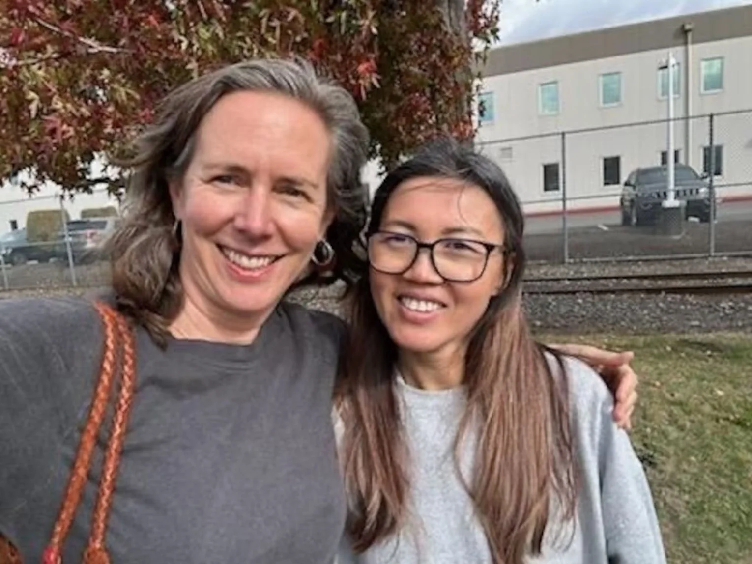 Jennie Pasquarella with a client she freed.