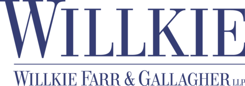 Logo for Willkie Farr & Gallagher LLP with large blue text.