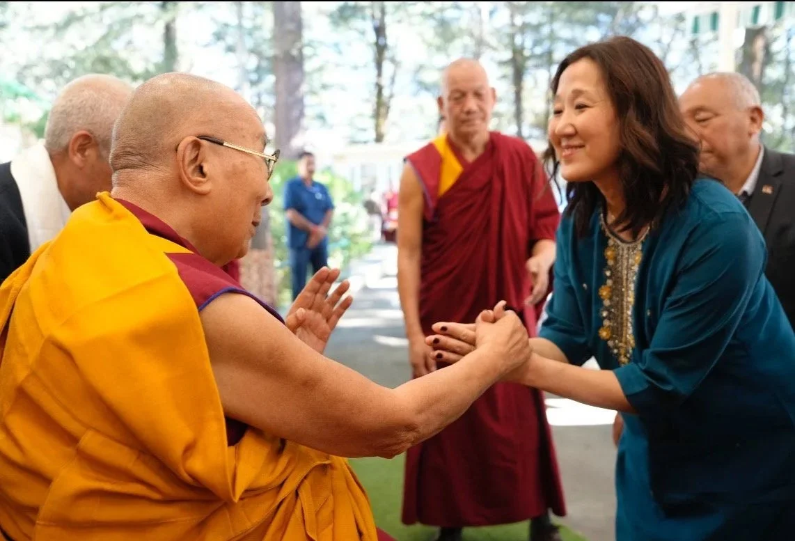 Doris Chang meeting His Holiness the Dalai Lama, November 2025, Dharmsala, India