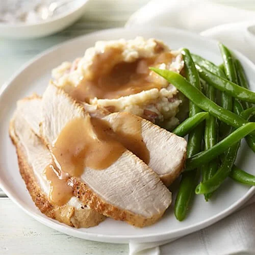 July 23rd Open Faced Turkey, Mashed Potatoes & Gravy with Fresh Green Beans