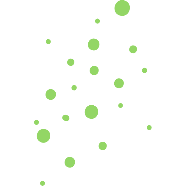 Multiple green bubbles of varying sizes floating against a black background.