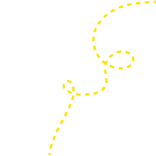 Illustration of a yellow dashed line forming a spiral and looping around.