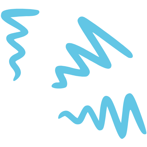 Four blue squiggly lines on a black background, resembling decorative graphics or confetti.